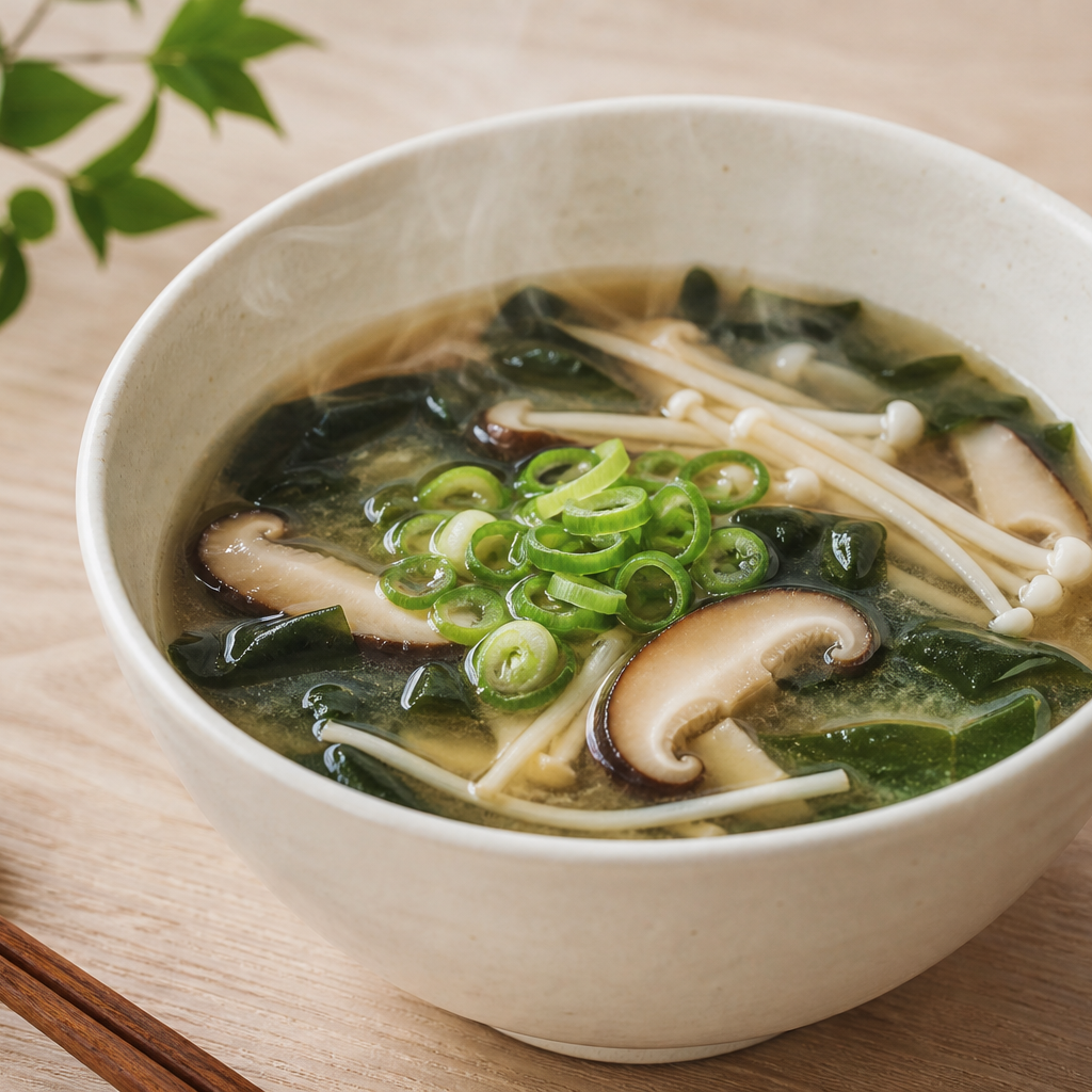 きのこと野菜の発酵味噌汁（ビーガン出汁バージョン）